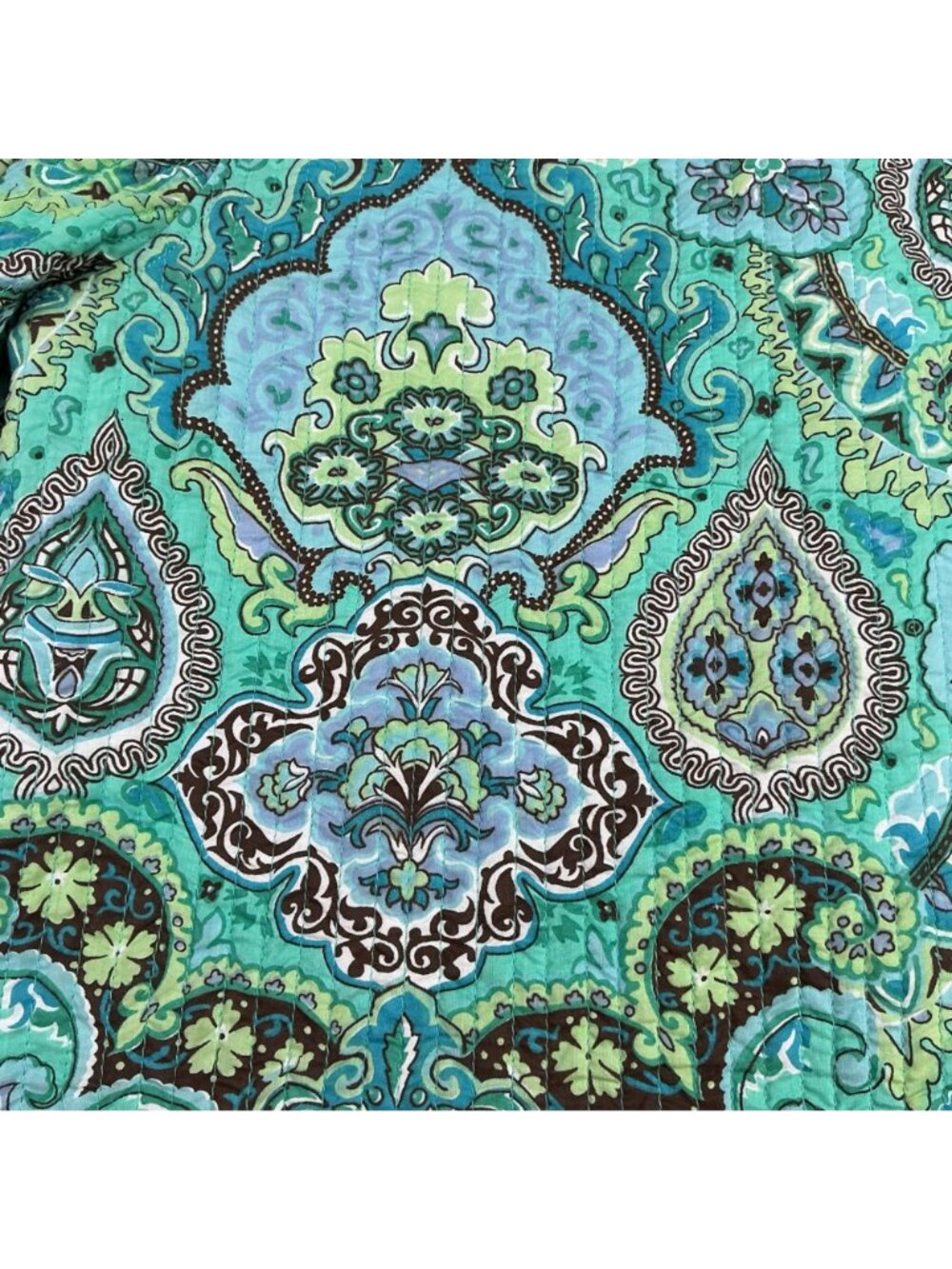 Reversible Quilted Button Front Jacket Womens Medium Turquoise PIsley Design - Picture 16 of 16